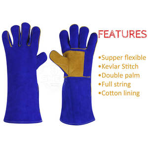 Gants de soudage de sécurité à la mode, gants de soudage industriels en cuir enduit, fabriqués au Pakistan - Product Image 4