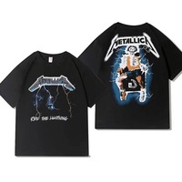 T-shirts solides pour hommes de qualité supérieure, style vintage, hip-hop, anime, musique heavy, punk, streetwear décontracté, tissu Dobby 220g