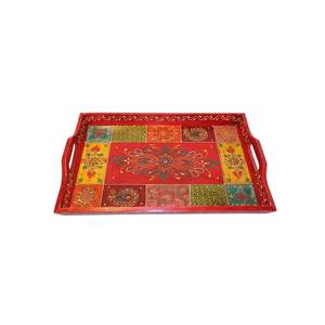 Plateau de service en bois émaillé fait à la main, plateau alimentaire artisanal pour table à manger - Product Image 1