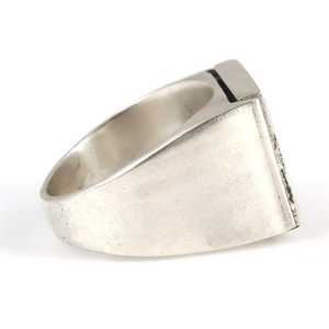 925 Sterling Silver Rectangular Men's <b>Ring</b> Natural Onyx Stone Bezel Setting Rhodium Plated Geometric Pattern for Everyday Wear - Product Image 6
