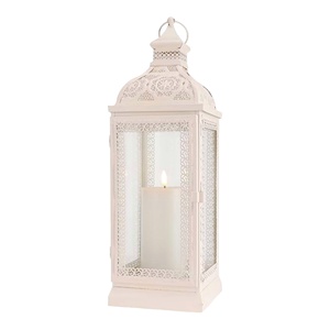 Linternas de velas de metal decorativas hechas a mano de diseñador real blanco para interiores y exteriores - Product Image 1