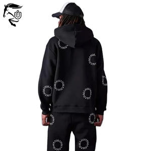 Sudadera con capucha de transferencia de calor personalizada para hombre lavada con ácido vintage OEM talla XL 100% algodón negro Zip Hoodie Streetwear chándales para invierno - Product Image 3