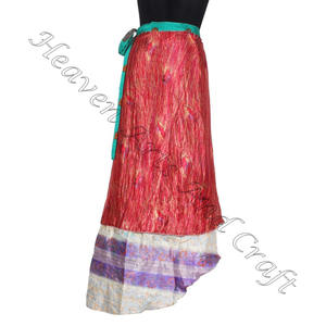 Rajasthani Double Layer Magic Silk Long <b>Wrap</b> <b>Skirt</b> Boho Stylish Multi Color Summer Wear Comfortable Fashion Hippie Style - Product Image 5