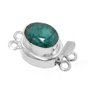 Oval Shape Emerald Gemstone 1-2 Strand Box Clasp 23X11X10MM Starling Silver & 18K Gold Plated Jewelry Making Clasp B618 - Product Image 4