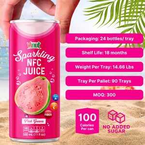 Boisson pétillante de jus de goyave de 330ml-Usine du Vietnam, boisson gazeuse, OEM/ODM, marque privée et échantillon gratuit, NFC - Product Image 1