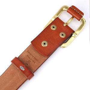 Genuine Leather <b>Belt</b> Cow Hide Solid Color Pin Buckle Copper Buckle Durable Casual Style - Product Image 4