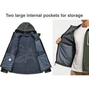 Sudadera con capucha Softshell resistente al agua para hombre, chaqueta con panel Softshell OEM para hombre con capucha, cortavientos, sudaderas con capucha forradas de lana - Product Image 5