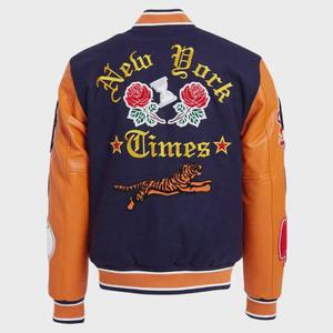 Blouson universitaire OEM haut de gamme en mélange de laine, col montant, logo personnalisé, écusson chenille, commande en gros pour équipes et marques - Product Image 2