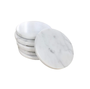 Design fantaisie deux tons en gros sous-verre en marbre naturel forme ronde personnalisée idéale pour la cuisine bureau thé café sous-verres en marbre - Product Image 2