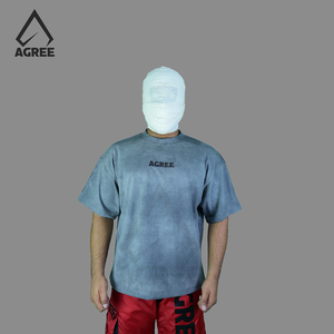 T-shirt Col Rond Brodé Vintage Personnalisé Délavé à l'Acide Coupe Oversize 100% Coton Tricot Lourd Manches Courtes Technique Puff Écologique - Product Image 1