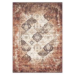 RUGS DEPOT LXDP-0771 Großhandel Terrakotta-Gold Moderner Vintage Digital Bedruckter Maschinenwaschbarer Chenille-Teppich Rutschfest - Product Image 1
