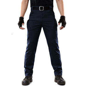 Pantalones Cargo de alta calidad para hombres adultos, Color azul marino, diseño de rodilla Flexible, bolsillo inclinado, pantalones Cargo lavados transpirables - Product Image 1