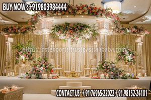 Delizio éblouissant Fiber piliers mariage Mandap Dreamy Fiber Palazzo pilier Mandap configuration indien doré sculpté mariage Mandap - Product Image 6