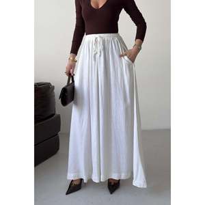Jupe longue élastiquée HS131 - Blanc cassé - Product Image 2