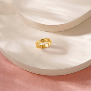 Anillo de Acero Inoxidable Chapado en Oro Rosa para Mujer, Joyería Elegante para Aniversario - Product Image 1