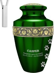 Urnes pour animaux de compagnie pour chiens et chats avec gravure laser pour petits, moyens et grands animaux de compagnie comprenant 1 grande urne et 1 collier pour cendres - Product Image 4