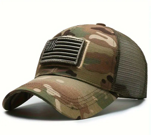 Gorras de béisbol de camuflaje con parche de bandera americana, gorra de camionero - Product Image 5