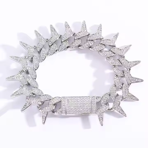 Collar de Cadena Cubana Brillante con Diamantes de Moissanita, Joyería Hip Hop con un Atractivo Estilo Urbano de la India - Product Image 2