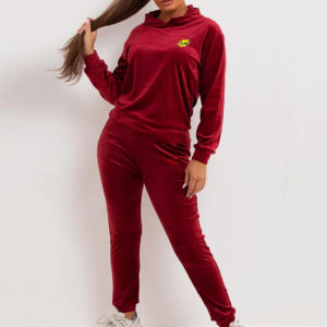 Ensemble de survêtement en velours pour femmes personnalisable, imprimé, design décontracté, 100% coton, respirant, séchage rapide, vente en gros - Product Image 2