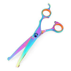 กรรไกรตัดแต่งขนขอบทื่อใบมีดสีไทเทเนียมพร้อมสกรูปรับได้กรรไกรตัดแต่งขนสัตว์เลี้ยงทำจากสแตนเลส - Product Image 2