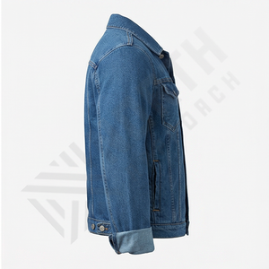 Veste en jean pour homme tendance, décontractée, classique, bleu jean, streetwear, vêtement d'extérieur, manteau d'hiver, style personnalisé, col montant, réversible - Product Image 3