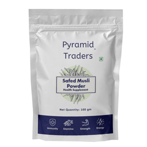 Safedmusli Polvo puro y superalimento suplemento para vitalidad y bienestar 100gm Paquete de 1 numerosos beneficios para la salud cuidado de la salud - Product Image 1