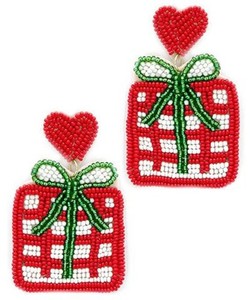 Pendientes de gota de cuentas de semillas bordadas vacaciones Navidad Festival joyería hecha a mano Unisex de moda - Product Image 2