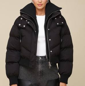 Veste pour femme de qualité supérieure Veste en jean à capuche Manches longues Fermeture à glissière complète Nouveau design Veste à bulles en gros - Product Image 1