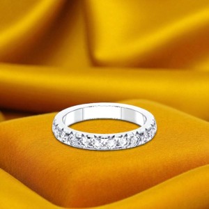 Anillo de banda de eternidad de corte redondo de diamante cultivado en laboratorio de 0,60 quilates en oro macizo de 10K/14K/18K con chapado en oro de quilates/1 K - Product Image 4