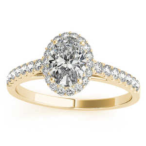 Anillo de Compromiso con Halo de Diamantes en Oro Amarillo de 14K, 0.26ct, Forma Ovalada, Estilo Elegante - Product Image 1