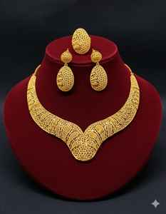 Ensemble de colliers en cuivre plaqué or 1K pour femmes, bijoux offrant une éclatante beauté avec une construction durable pour les festivals et les événements - Product Image 4