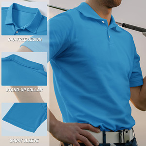Chemises polo pour hommes, sport, bouton, été, haute élasticité, manches courtes, décontractées, extérieur, écologiques, chemise polo de sport - Product Image 2