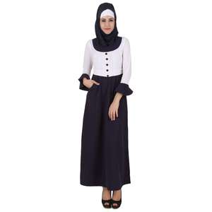 อาบายะผ้าเครปแบบลำลองของ Eiman สีขาวและสีน้ำเงินกรมท่า สไตล์คาชิโบ - Product Image 4