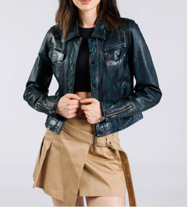 Veste en cuir mode pour femme Veste de porte en cuir véritable imperméable pour l'hiver dans toutes les tailles - Product Image 5