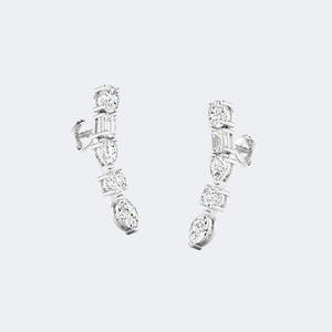 OBERON JEWELS Pendientes de Lujo para Mujer, 1.40CTW, Corte Brillante Redondo, Diseño Curvo/Lineal, Certificados por IGI - Product Image 2