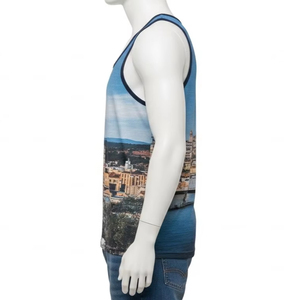 เสื้อกล้ามพิมพ์ลายระบายอากาศสำหรับผู้ชาย ผ้าโพลีเอสเตอร์ ดีไซน์แบบรีดร้อน น้ำหนักเบา เหมาะสำหรับใส่เล่นกีฬาหรือลำลองในฤดูร้อน ขายส่ง - Product Image 5