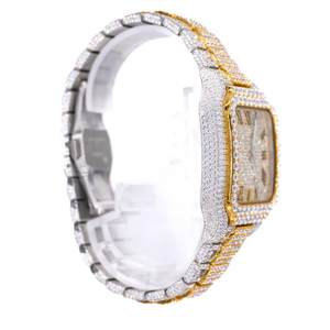 Bracelet de ceinture en diamant de laboratoire automatique personnalisé de luxe montre étincelante pour hommes et femmes en acier inoxydable blanc et jaune - Product Image 2
