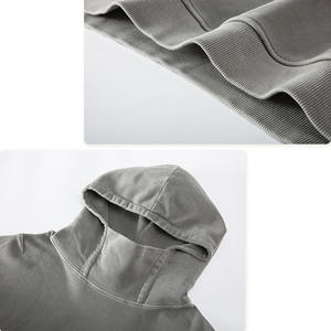 Sweat à capuche homme 100% coton lourd de haute qualité grande taille lavage personnalisé sans ficelle Logo col masqué saison d'automne - Product Image 6