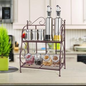 Glass <b>Spice</b> <b>Rack</b> Large Countertop Storage <b>Rack</b> <b>Kitchen</b> <b>Spice</b> and Cookware Organizer With Metal Multifunctional for <b>Kitchen</b> - Product Image 6