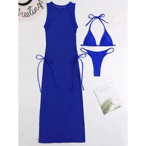 Ensemble de 2 pièces sexy : Cache-maillot de bain en maille de polyester sans manches avec col à nouer et rembourrage - Product Image 2