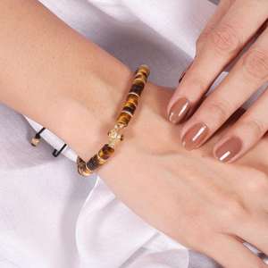 2026 New Designs Hot Selling Beaded Tiger Eye <b>Bracelet</b> for Wedding Party Great Gift for <b>Women</b> - Product Image 3