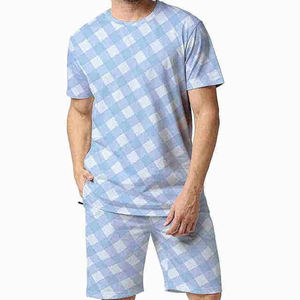 Ensemble de shorts d'été pour hommes-Ensemble de t-shirts à manches courtes-Ensemble de deux pièces avec logo personnalisé-Ensemble de survêtements d'été décontractés pour hommes-Respirant - Product Image 1