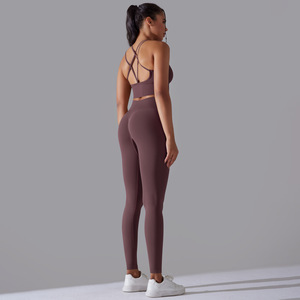 New Product Seamless Yoga Set 2 Piece Bra <b>Legging</b> Workout Suit <b>Leggings</b> <b>for</b> <b>Women</b> Training Apparel Activewear - Product Image 5
