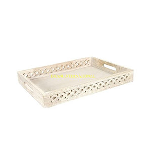 Bandeja para servir de madera Octágono con asas de metal negro, bandeja decorativa rústica de madera Natural para té, café, aperitivos, cocina, comedor - Product Image 3