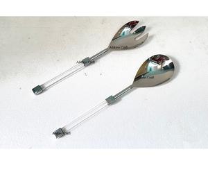 Vendeur d'usine direct ensemble de serveurs à salade en acier inoxydable avec poignée en acrylique outil de cuisine outils de service vaisselle couverts ustensiles - Product Image 3