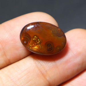 Cabochon d'agate de feu mexicaine 14 carats naturel 19x13x6mm pierre précieuse ovale pour la fabrication de bijoux - Product Image 1