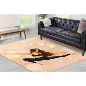 Tapis Yoga Girl Moon Phase : Décoration de salle de méditation, tapis imprimé, tapis à poils doux - Product Image 2