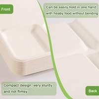 Barquettes alimentaires jetables 100% compostables à 5 compartiments en bagasse, assiettes biodégradables