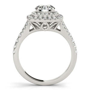 Ensemble de mariage en or blanc 14 carats avec double halo de diamants, bagues en diamants de 0,87 carat - Product Image 4