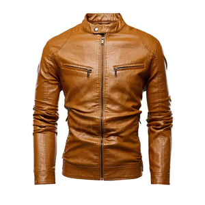 Chaqueta con cremallera de cuero de vaca suave de alta calidad para hombre, chaqueta de motocicleta de peso pesado ajustada desgastada con piedra de estilo Retro personalizada - Product Image 6